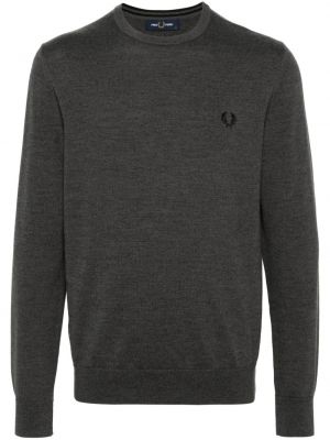 Puloverel cu broderie Fred Perry gri
