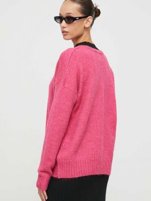 Vlněný svetr Superdry růžový
