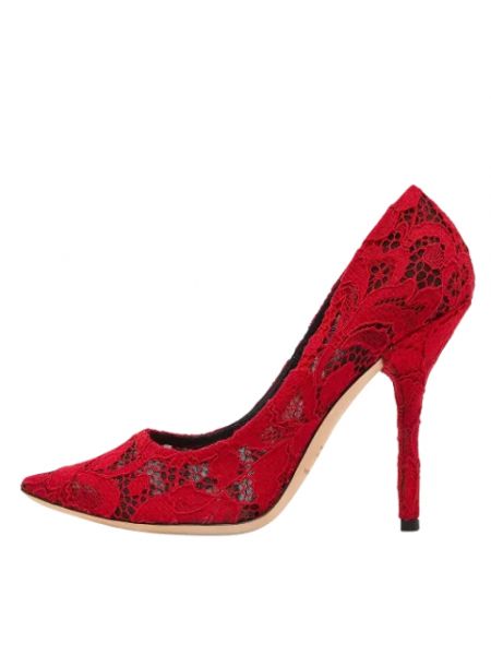 Czółenka na obcasie koronkowa Dolce & Gabbana Pre-owned czerwona