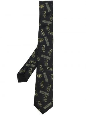 Копринена вратовръзка с принт Moschino черно