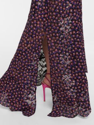 Maksi suknja s printom s čipkom Rabanne ljubičasta