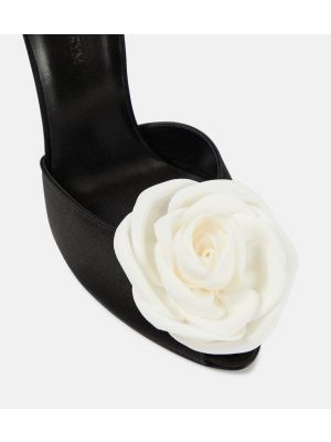 Pantofi cu toc din satin cu model floral Magda Butrym negru