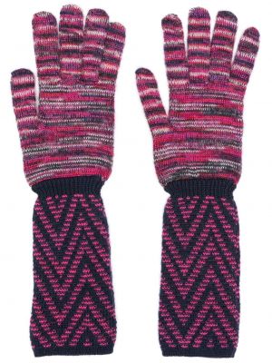 Плетени ръкавици с принт Missoni розово