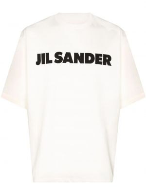 Overdimensjonert trykt t-skjorte Jil Sander hvit