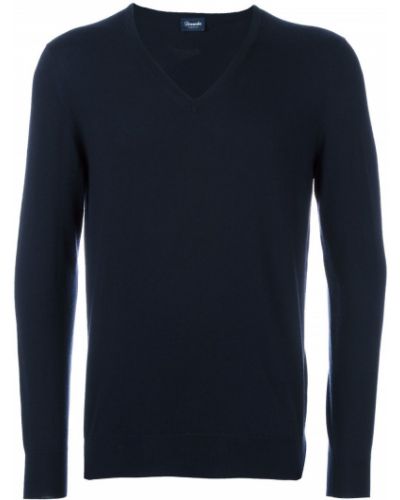 Jersey con escote v de tela jersey Drumohr azul