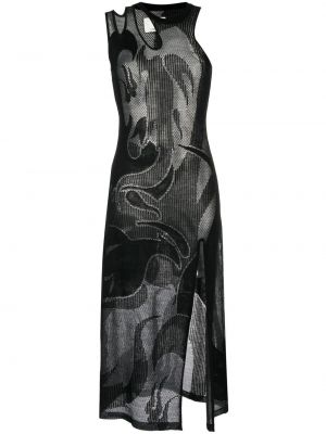 Prozorna obleka iz žakarda Feng Chen Wang črna