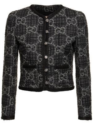 Giacca di lana in tweed Gucci grigio