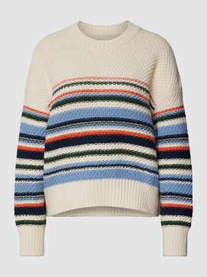Dzianinowy sweter w paski oversize Marc O'polo Denim biały