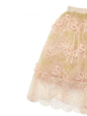 Tylové mini sukně s výšivkou s mašlí Simone Rocha růžové