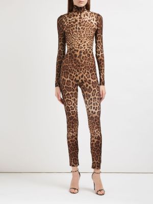 Tuta di seta di chiffon leopardato Dolce & Gabbana