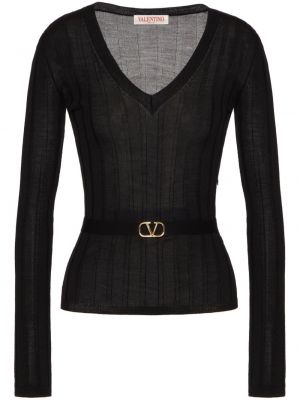 Pull en laine à imprimé Valentino Garavani noir