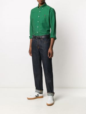 Camisa con bordado de punto con escote v Polo Ralph Lauren verde