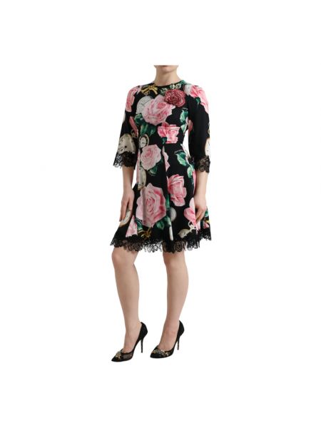 Sukienka mini w kwiatki Dolce And Gabbana czarna