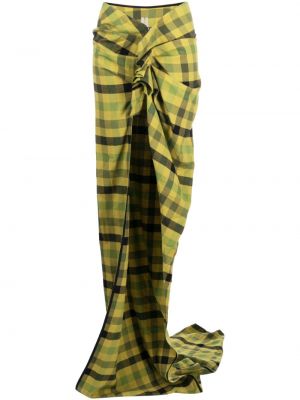 Suknja karirana s draperijom Rick Owens zelena