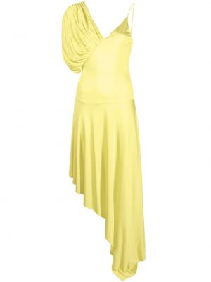 Асиметрична коктейлна рокля с драперии Stella Mccartney жълто