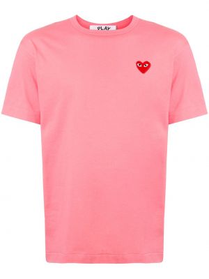 Camiseta con bordado con corazón Comme Des Garçons Play rosa