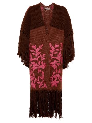 Poncho con bordado de seda de algodón Valentino rosa