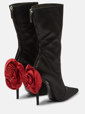 Květinové saténové kotníkové boty Magda Butrym černé