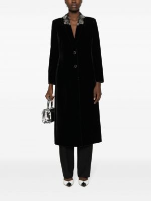 Aksamitny płaszcz z kryształkami Giorgio Armani czarny
