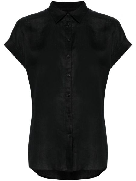Lněná košile s knoflíky Lauren Ralph Lauren černá