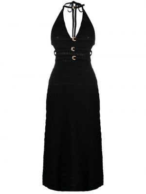 Pletené viskózové midi šaty z nylonu Cult Gaia - černá