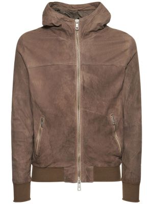 Kožená bunda na zip s kapucí Giorgio Brato černá