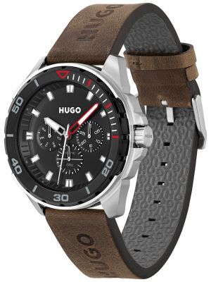 Кожаные часы Hugo коричневые