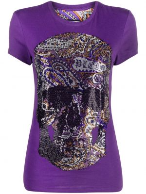 Koszulka z nadrukiem z wzorem paisley Philipp Plein fioletowa