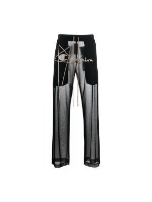 Czarne przezroczyste spodnie sportowe Rick Owens