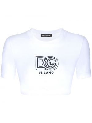 Bombažna majica s potiskom Dolce & Gabbana bela