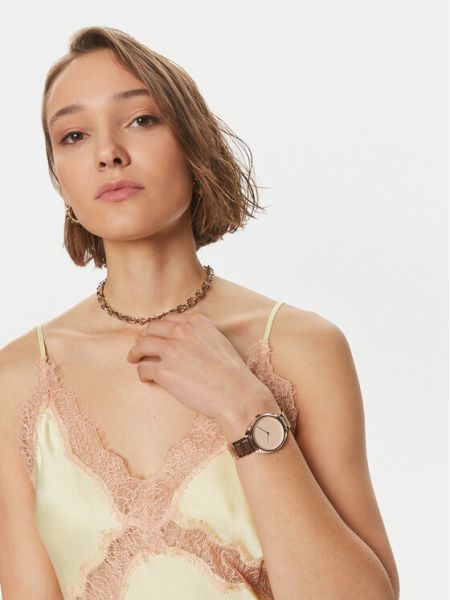 Rožinio aukso laikrodžiai su perlais Calvin Klein