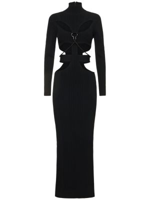 Viskózové dlouhé šaty Hervé Léger černé