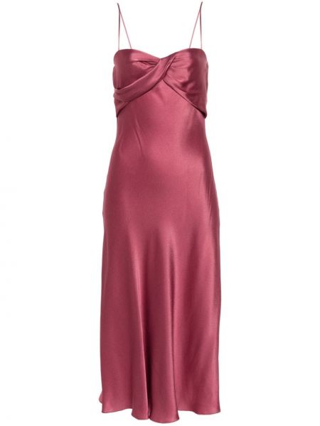 Satynowa sukienka midi Alberta Ferretti różowa