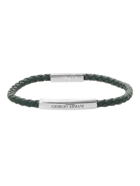 Кожаный браслет-манжета Giorgio Armani зеленый