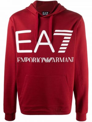 Sudadera con capucha con estampado Ea7 Emporio Armani rojo