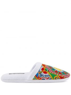 Papuci de casă cu imagine Dolce & Gabbana alb
