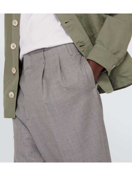 Pantalon en laine slim Brunello Cucinelli gris