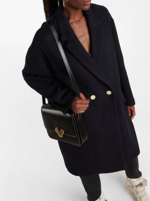 Krótki płaszcz wełniany z kaszmiru Isabel Marant czarny