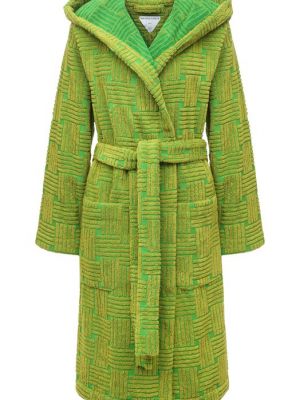 Хлопковый халат Bottega Veneta зеленый