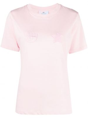 T-shirt mit stickerei aus baumwoll Chiara Ferragni pink