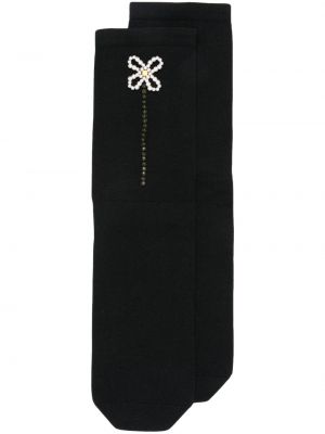 Nogavice s cvetličnim vzorcem Simone Rocha črna