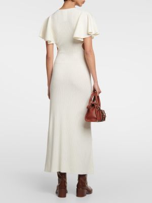 Μάλλινη μίντι φόρεμα Chloã© λευκό