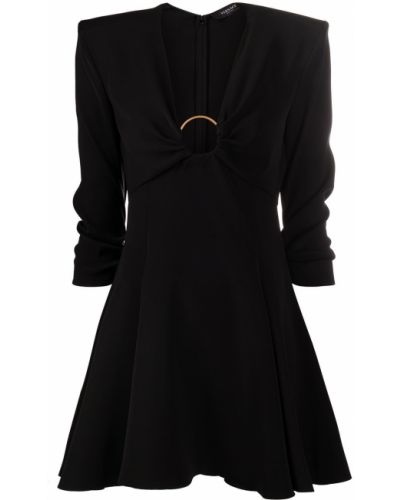 Vestido de cóctel de raso bootcut Versace negro