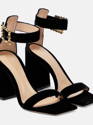 Aksamitne sandały Gianvito Rossi czarne