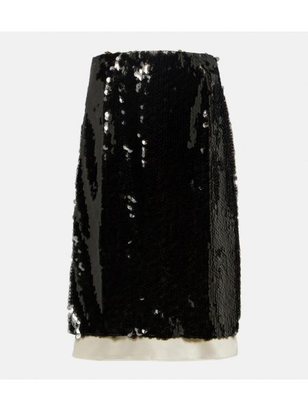 Falda midi con lentejuelas Xu Zhi negro
