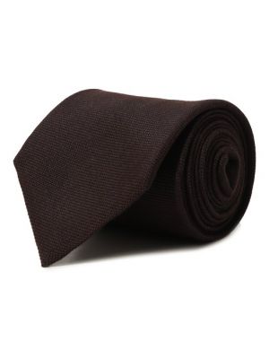 Шелковый шерстяной галстук Stefano Ricci коричневый