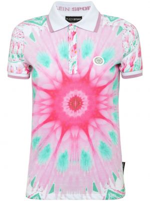 Памучна поло тениска с tie-dye ефект Plein Sport розово