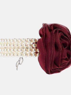 Ogrlica z perlami s cvetličnim vzorcem Blumarine rjava