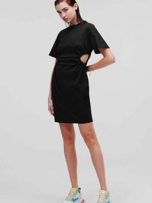 Bavlněné mini šaty Karl Lagerfeld černé