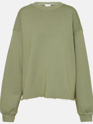 Medvilninis džemperis velvetinis Velvet žalia